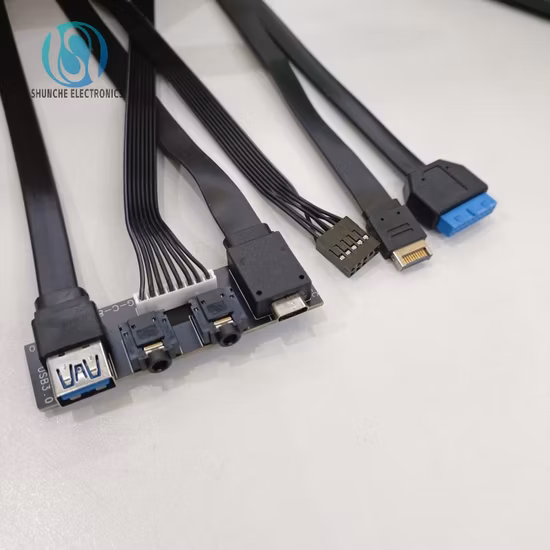 Durable USB 3.1 Computer Case Front Panel Dual USB 3.0 Port Audio Mic Spk Ports Motherboard Connection Cable with Power Switch